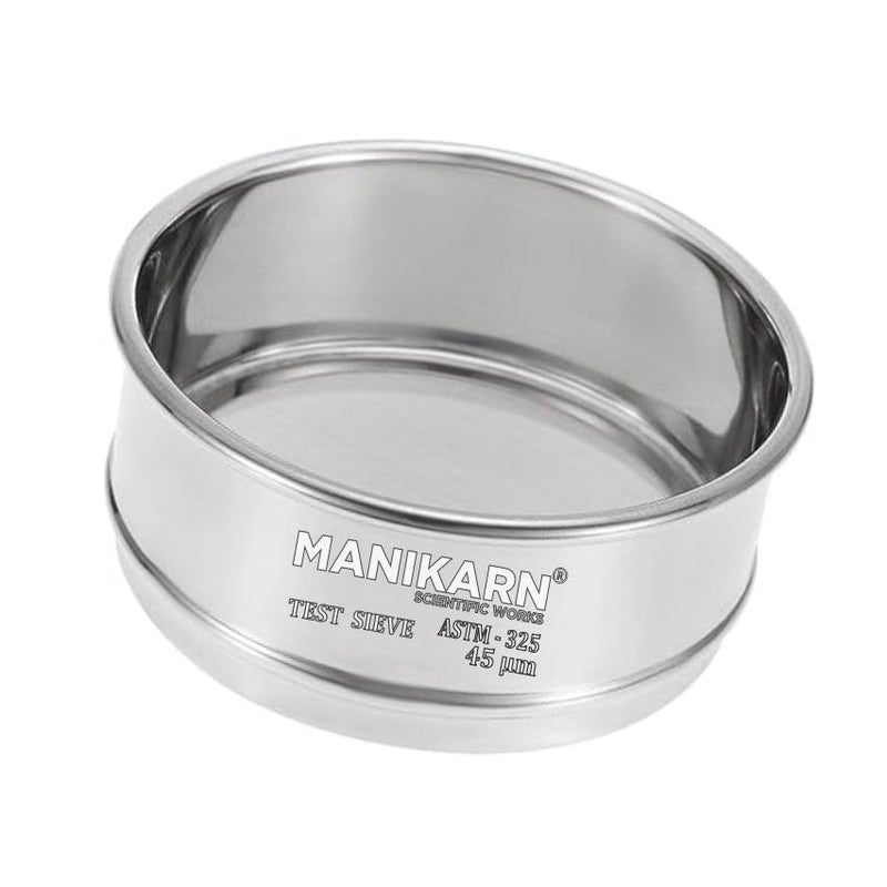 MANIKARN Lab Test Sieve – 4" Diameter, 45 Micron Stainless Steel Mesh – ASTM No. 325 for Laboratory Soil & Particle Analysis - Image 1
